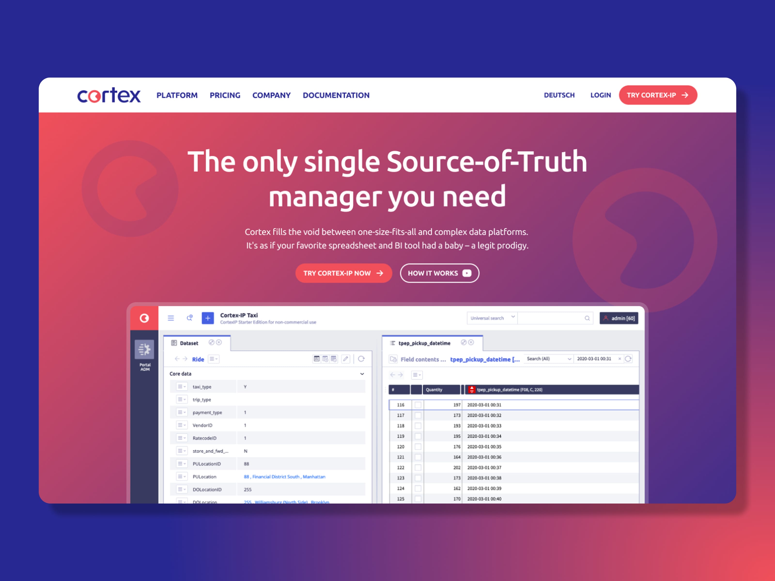 Cortex website homepage